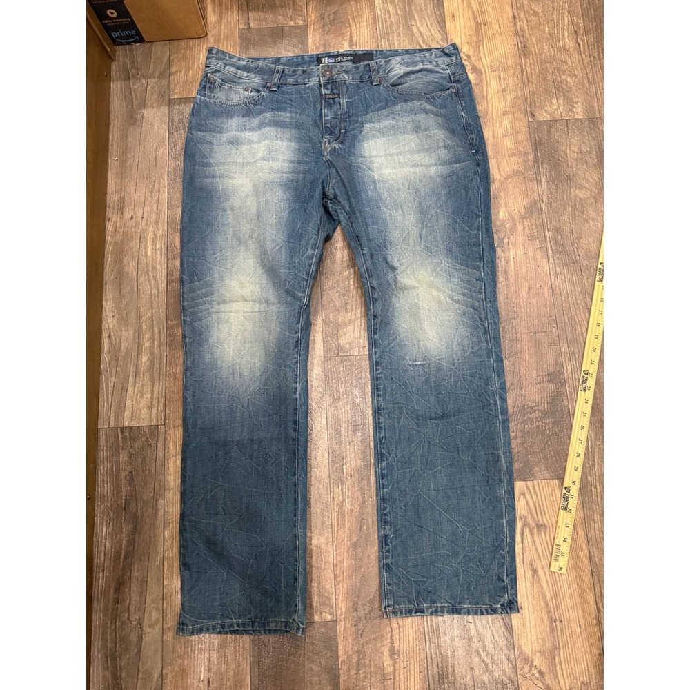 Marithe Francois Girbaud Blue Roll Track Slim Straight Jeans Mens 42x32